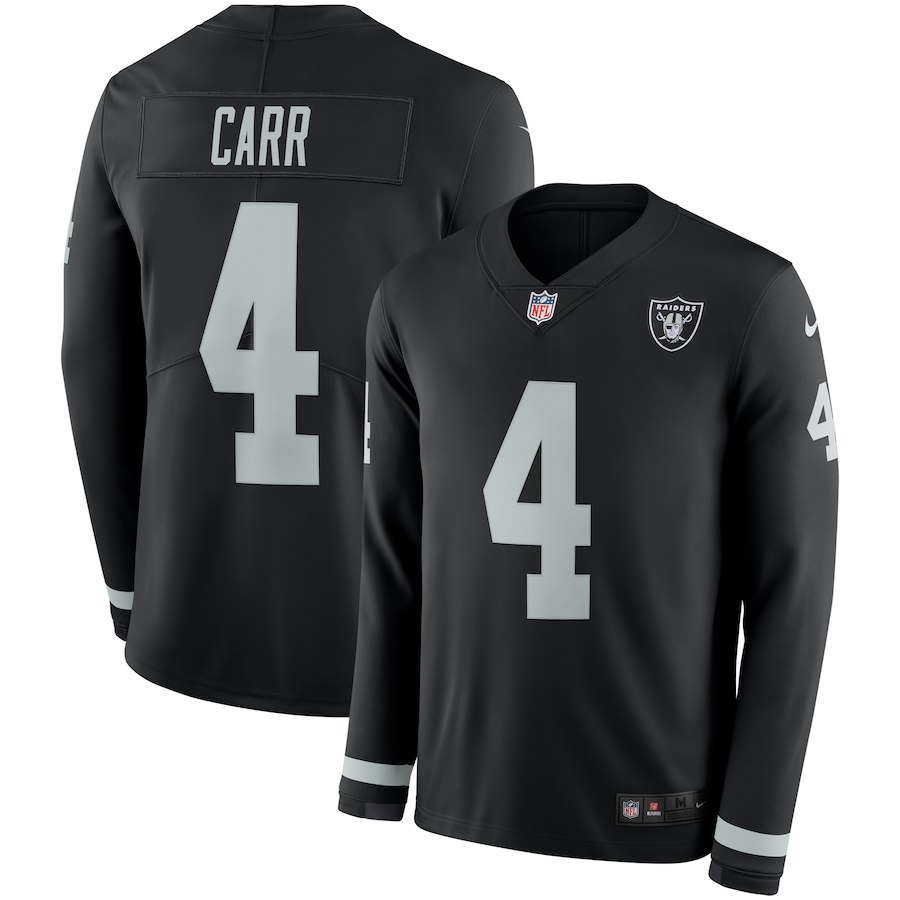 Men Oakland Raiders #4 Carr black Limited NFL Nike Therma Long Sleeve Jersey->kansas city chiefs->NFL Jersey